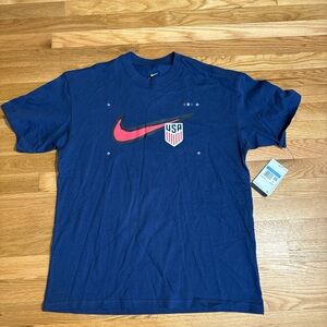 Nike Men's Blue and Red USA Tee